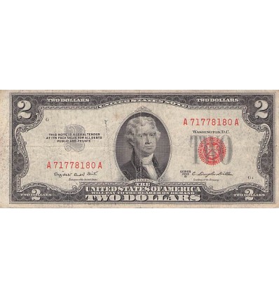 2 Dollars Thomas Jefferson Etats-Unis 1953