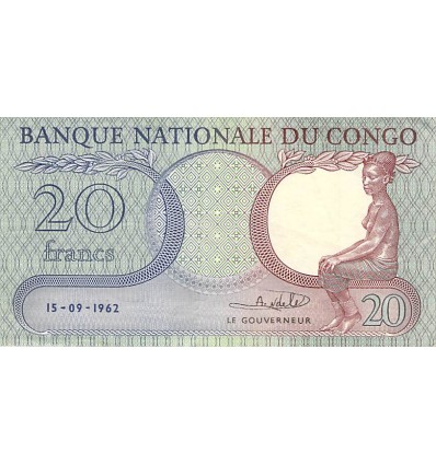 20 Francs République Démocratique du Congo 1962