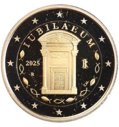 Pièce de 2 euros de l'Italie 2025 qui commémore le Jubilé, également appelé Année Sainte