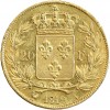 Avers : tête nue de Louis XVIII à droite

Revers : écu de France couronné entre deux branches d'olivier