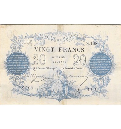 20 Francs Type 1871 - France 1871