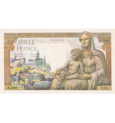 1000 Francs Déesse Déméter - France 1943