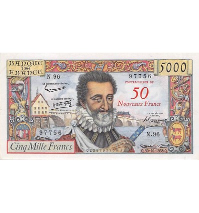 50 NF sur 5000 Francs Henri IV - France 1958