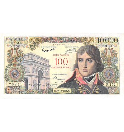 100 NF sur 10000 Francs Bonaparte - France 1958