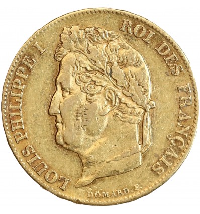 20 Francs Louis-Philippe Ier Tête Laurée Tranche en Relief