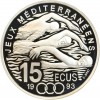 Avers : tête de Marianne à gauche

Revers : scène de nage crawl avec trois compétiteurs et trois anneaux olympiques
