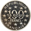 Avers : l'Arc de Triomphe

Revers : 100 FRANCS 15 ecus entourés des 12 étoiles symbolisants l'Europe