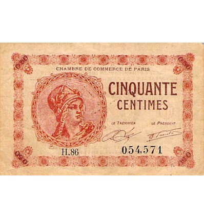 50 Centimes - Chambre de Commerce de Paris 1920