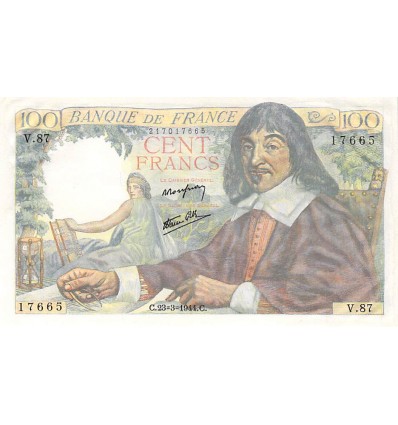 100 Francs Descartes - France 1944