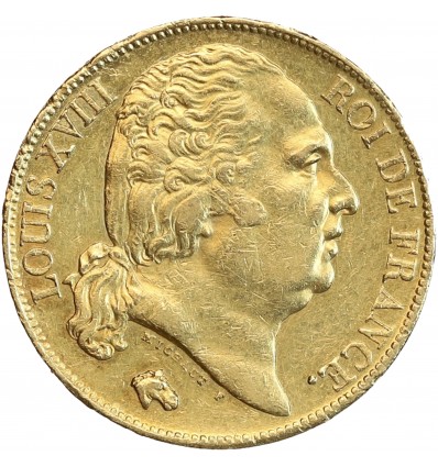 20 Francs Or Louis XVIII Buste Nu