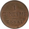 Avers : tête laurée de Louis-Philippe Ier à gauche

Revers : 1 / CENTIME / ESSAI en trois lignes
