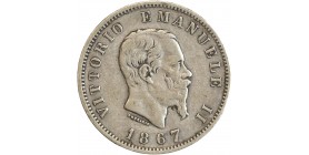 1 Lire Victor Emmanuel II Italie Argent - Italie Réunifiée