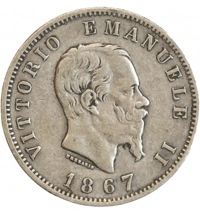 1 Lire Victor Emmanuel II Italie Argent - Italie Réunifiée