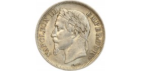 Avers : tête laurée de Napoléon III à gauche, un ruban descendant sur l'épaule