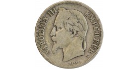 Avers : tête laurée de Napoléon III à gauche, un ruban descendant sur l'épaule