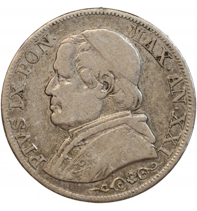 1 Lire Pie IX Buste Large Vatican Argent