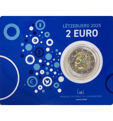 2 Euros Luxembourg 2025 B.U. Couleur - 75 Ans Déclaration Schuman