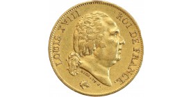 Avers : tête nue de Louis XVIII à droite