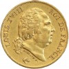 Avers : tête nue de Louis XVIII à droite
