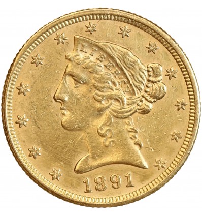 5 Dollars Or 1891 Liberté - Etats-Unis