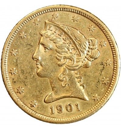5 Dollars Liberté en or 1901 S - Etats-Unis