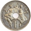 Avers : Mercure et allégorie filant, placés autour d'un cartouche avec rond perforé