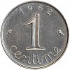 Revers : 1962 / 1 encadré par les différents / centime en lettres cursives