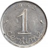 Revers : 1962 / 1 encadré par les différents / centime en lettres cursives