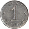 Revers : 1963 / 1 encadré par les différents / centime en lettres cursives