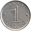 Revers : 1966 / 1 encadré par les différents / centime en lettres cursives