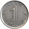 Revers : 1967 / 1 encadré par les différents / centime en lettres cursives