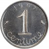Revers : 1967 / 1 encadré par les différents / centime en lettres cursives