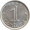 Revers : 1968 / 1 encadré par les différents / centime en lettres cursives