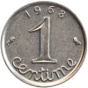 Revers : 1968 / 1 encadré par les différents / centime en lettres cursives
