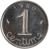 Revers : 1980 / 1 encadré par les différents / centime en lettres cursives