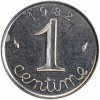 Revers : 1982 / 1 encadré par les différents / centime en lettres cursives
