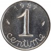 Revers : 1987 / 1 encadré par les différents / centime en lettres cursives