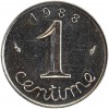Revers : 1988 / 1 encadré par les différents / centime en lettres cursives