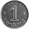 Revers : 1993 / 1 encadré par les différents / centime en lettres cursives