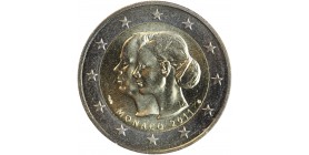 Pièce de 2 euros commémorative de Monaco 2011 commémorant le mariage du Prince Albert II et de son épouse la Princesse Charlène.