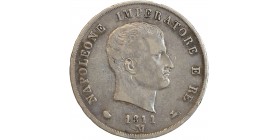 5 Lires Napoleon Imperator Italie Argent - Occupation  Française