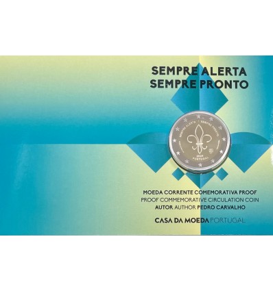 Pièce de 2 euros commémorative du Portugal 2025, sur le thème du scoutisme international.