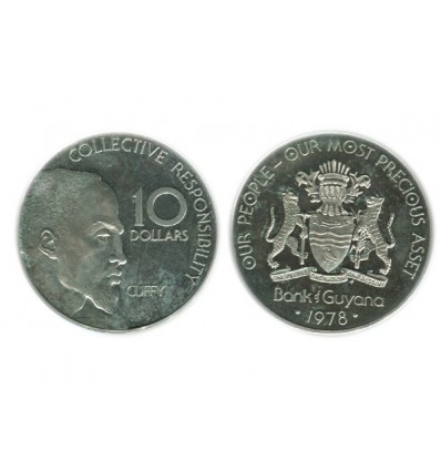 10 Dollars Guyana Argent