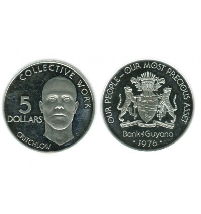 5 Dollars Guyana Argent