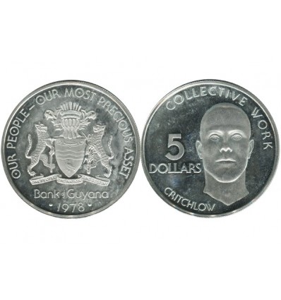 5 Dollars Guyana Argent