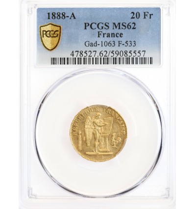 20 Francs Génie Troisième République - PCGS MS62