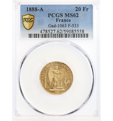 20 Francs Génie Troisième République - PCGS MS62