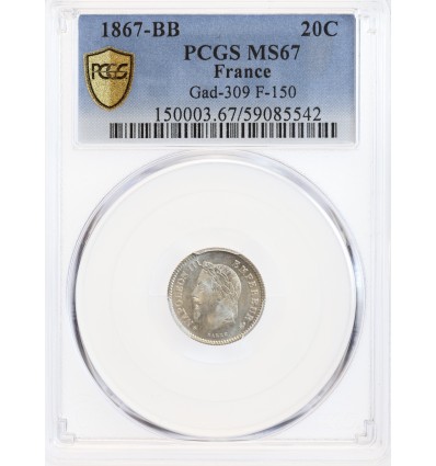 20 Centimes Napoléon III Tête Laurée - PCGS MS67