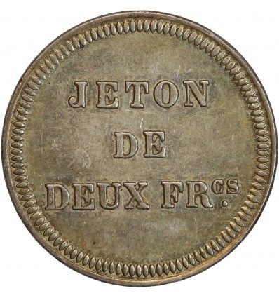 Avers : JETON / DE / DEUX FRCS. en trois lignes