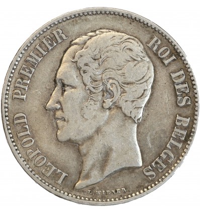 5 Francs Léopold Ier Tête Nue - Belgique Argent